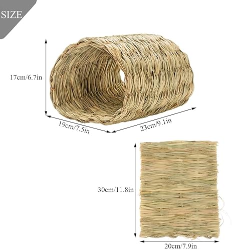 Miniatura 9 de Hamiledyi Rabbit Grass TunnelNatural Straw Woven Mat Winter Warm Hideaway Hut for Bunny Gerbil Ferrets Guinea Pig Chinchilla