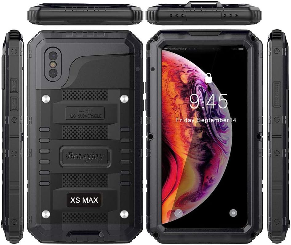 Bеѕt Rеvіеw Beasyjoy iPhone Xs Max Case Waterproof Metal Heavy Duty Strong Durable Cover Built-in Screen Full Body Protective Shockproof Tough Rugged Hybrid Military Grade Defender for Outdoor-Black