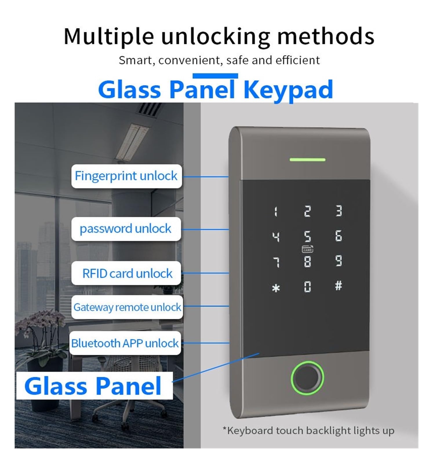 Samodzielna klawiatura kontroli dostępu Bluetooth z czytnikiem linii papilarnych, metalowa, wodoodporna, zewnętrzna,Większe bezpieczeństwo(MJ01 gray-remote)
