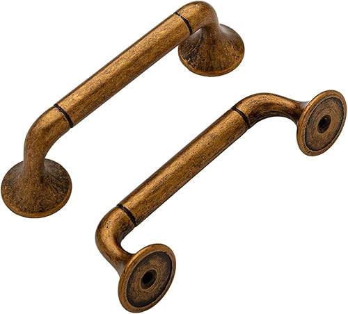 HARPOON 10 Pack Solid 3 Inch Kitchen Square Cabinet Handles Antique Brass Pulls 