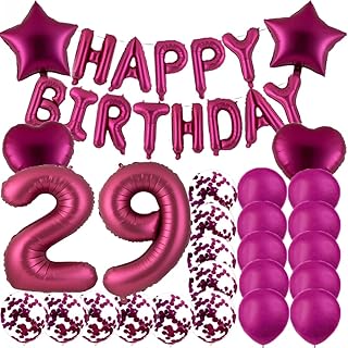 Sweet 29th Birthday Decorations Party Supplies,Burgundy Number 29 Balloons,29th Foil Mylar Balloons Latex Balloon Decoration,Great 29th Birthday Gifts for Girls,Women,Men,Photo Props