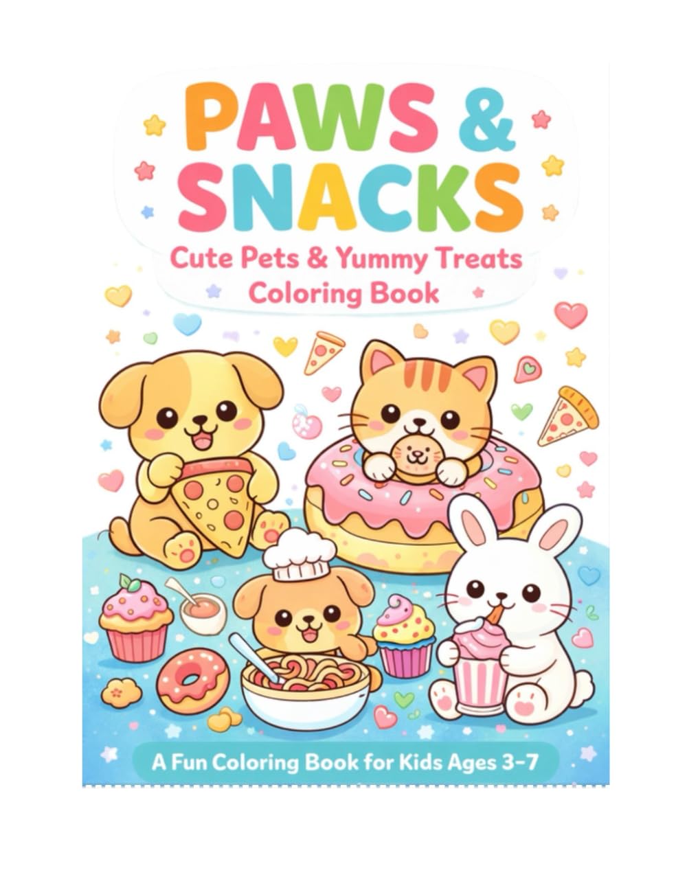 PAWS & SNACKS: Cute Pets & Yummy Treats Coloring Book