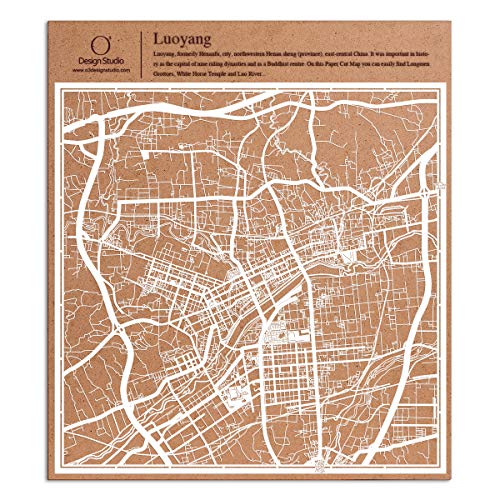 洛陽切り絵地図、白、30x30センチ、オリジナルデザインペーパーアート、アイデアギフト