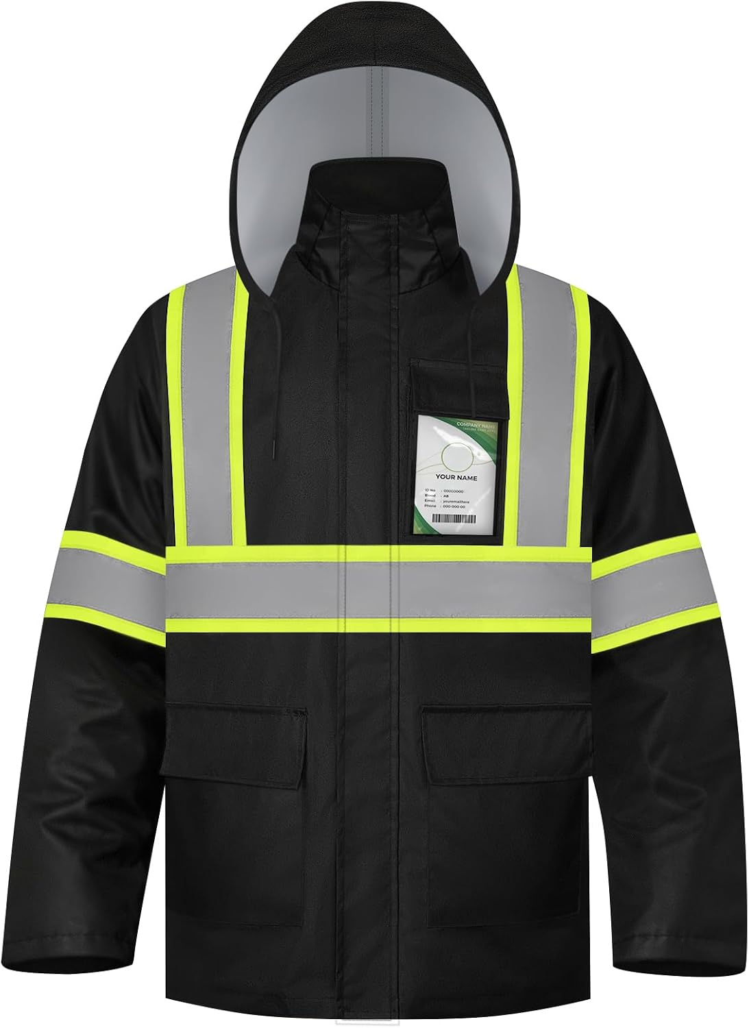 TCCFCCT Hi Vis Rain Pants Rain Suits for Men Waterproof, High Vis Rain Pants with Hood, High Visibility Rain Gear for Safety Work, Class 3 Reflective raincoat for Outdoors, L-XL Yellow P