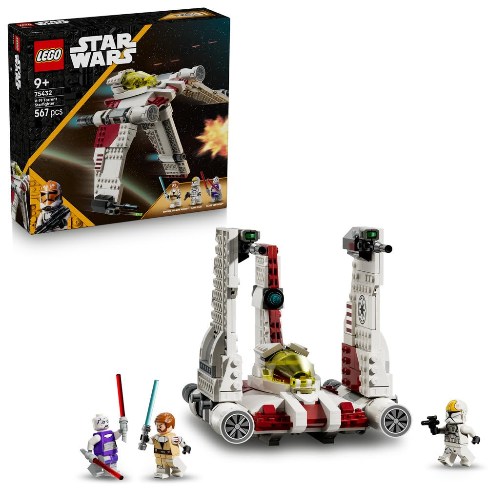 LEGO Star Wars Myśliwiec V-19 Torrent 75432 | Zabawka dla 9-latka, zestaw z figurkami, prezent Star Wars dla dzieci, klocki dla chłopca i dziewczynki, 567 elementów