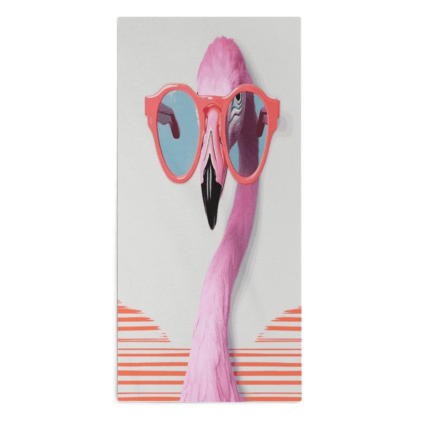 Btcowzrv Style Hello Glasses Flamingo Bath Towel Beach Towels Shower Towel