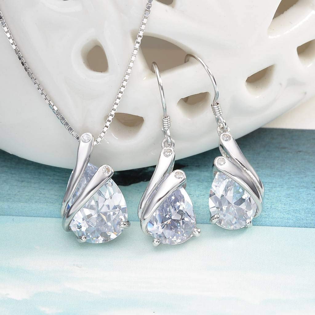 Donna Parure gioielli-Collana Orecchini Delicato Elegante con Argento