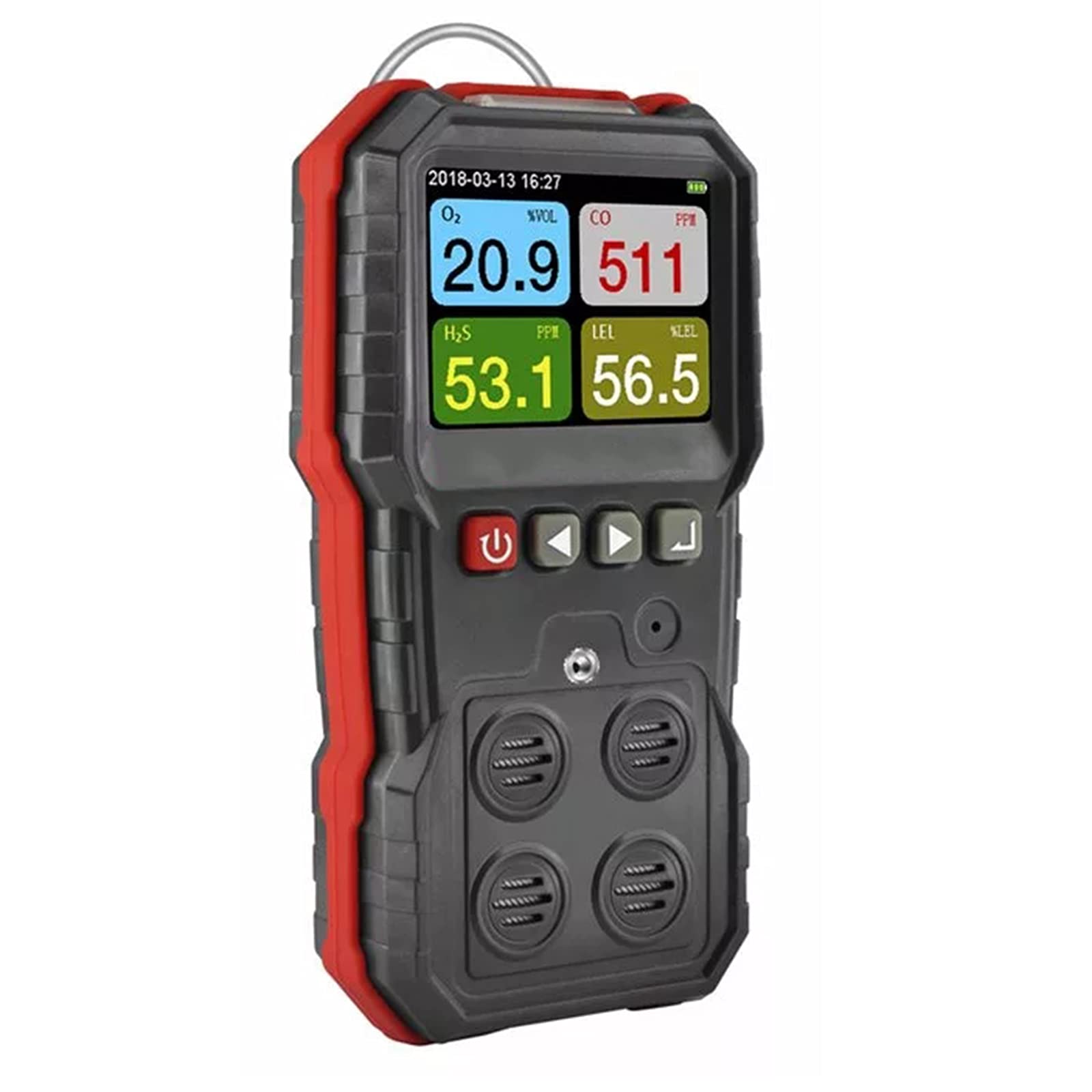 Monitor De Gas 4 En 1 Detector De Monóxido De Carbono LCD Oxígeno De Sulfuro De Hidrógeno Fuga De Gas Combustible Analizador De Sensores Alarma De Datos