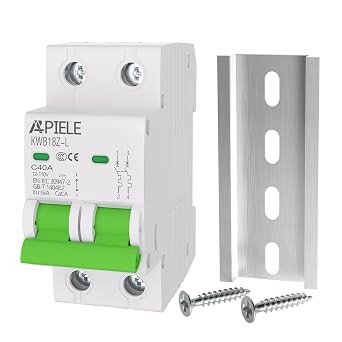 APIELE Miniature Circuit Breakers DC 12-110V, 40Amp 2Poles Circuit Breaker for Solar Photovoltaic Systems, Battery Power Systems, DIN Rail Mount DC Disconnect Switch 2P-40A