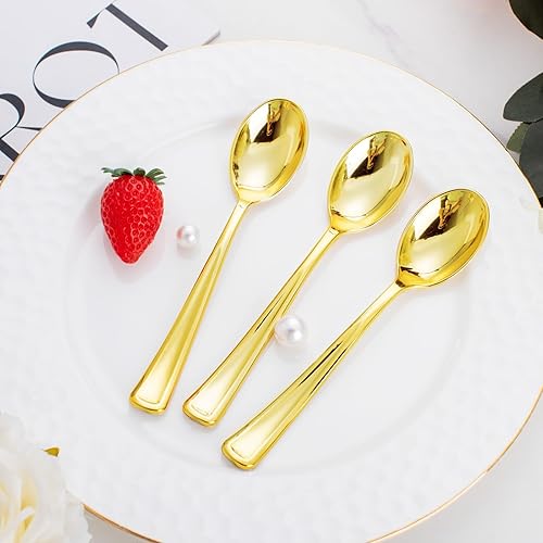 Miniatura 8 de WDF Paquete de 100 cucharas de plástico rojas  Cucharas rojas de 6.9 pulgadas, cucharas desechables de plástico resistentes, modernas cucharas