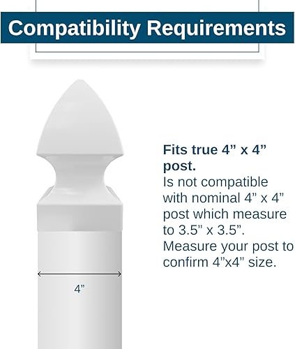 Miniatura 5 de WEATHERABLES Tapas de poste de 4 x 4 – Cubierta de vinilo resistente a la intemperie para exteriores para una durabilidad duradera y fácil