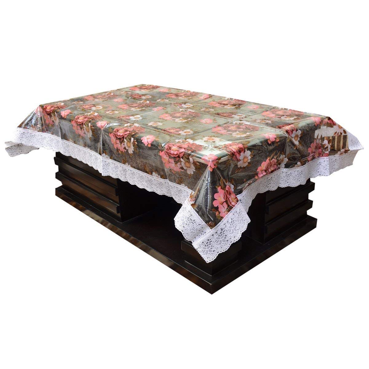 Kuber Industries PVC Center Table Cover for 4 Seater Pink