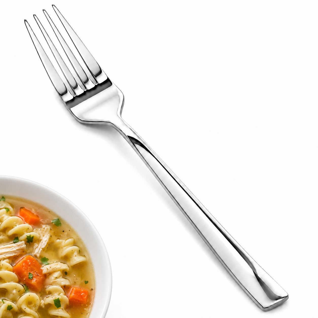 SANTUO Dessert Forks Set - 12-piece Stainless Steel Salad Forks Cream Fork Flatware Set Reusable for Household Use or Camping - Silver 6.7 Inches — Amazon image 7