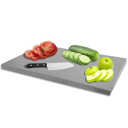 Ceramic Cutting Board for Kitchen 9x5.9 Inch, Marble Pattern Stone & Glass Non-Scratch Board for Cheese, Pastry, Chopping - Dishwasher Safe, Knife-Friendly
