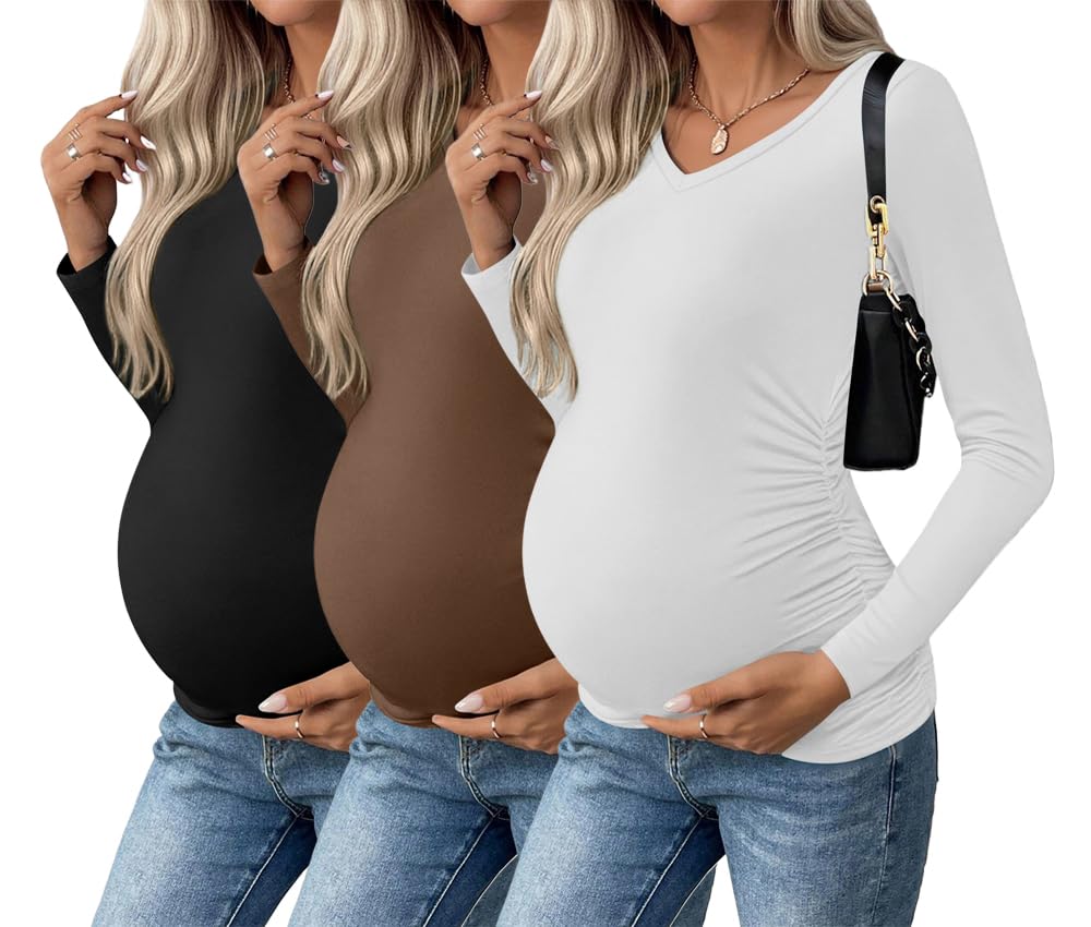 Ekouaer 3-Pack Maternity Shirts