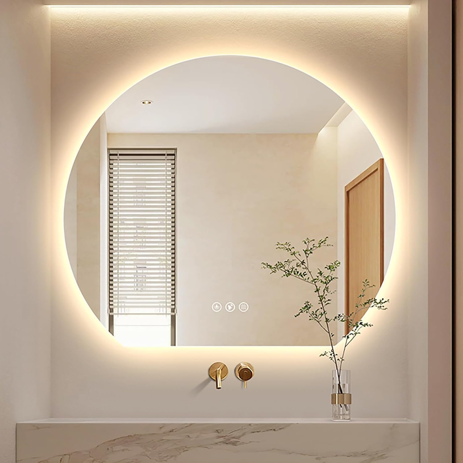 FGXHHS Semicircle LED with Lights, Defogging, Dimmable for Dressing and Makeup