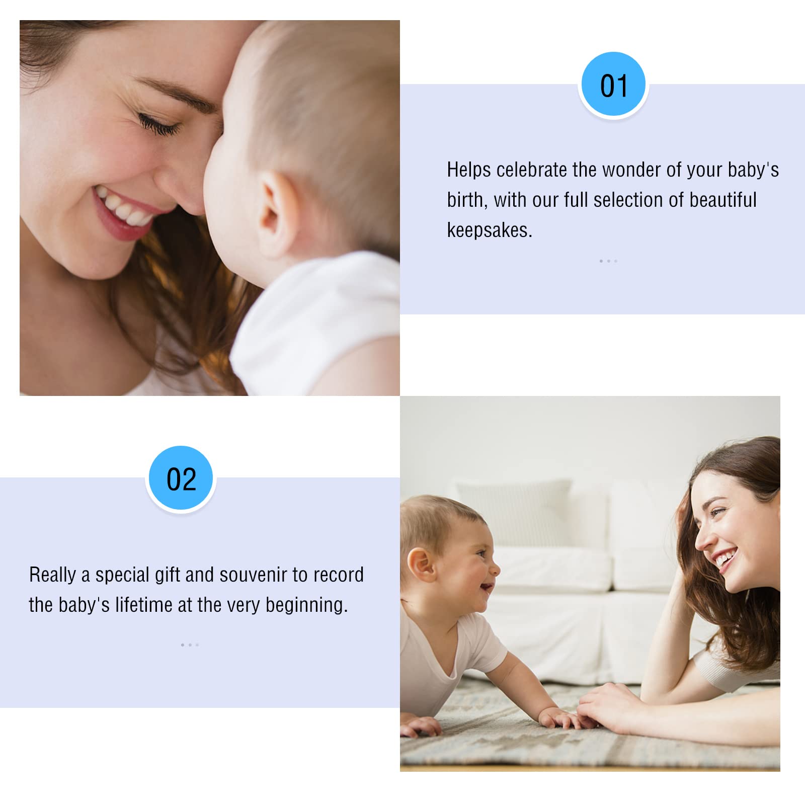 Zerodeko Coffret Empreinte Bébé Blanc Cadre Photo Souvenir pour -né en Bois et Argile pour Empreintes de Main et Pied, Présent Naissance
