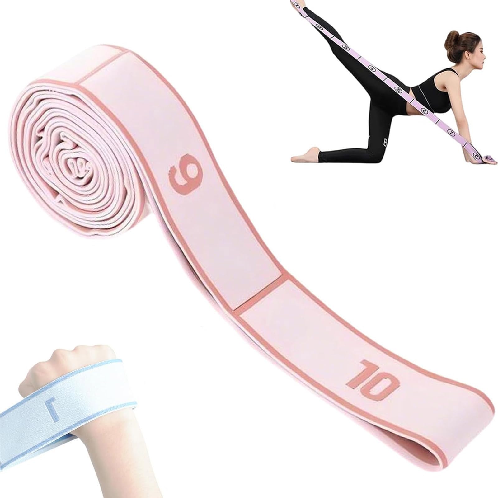 Numbered Resistance Band, Fitness Resistance Band for Stretching and Yoga, Easy Use Elastic Training Band with Clear Number Markings for Home Workouts and Flexibility (Pink, 120cm)