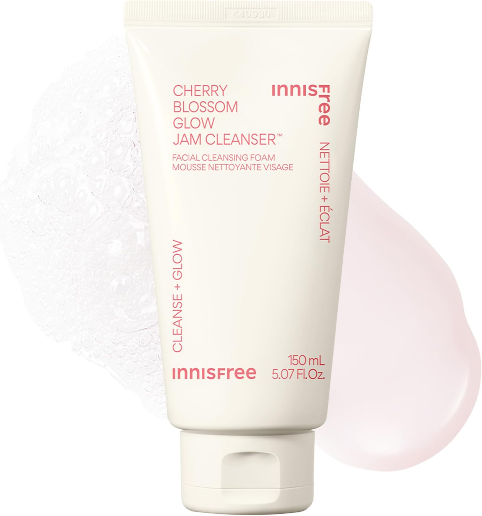 Cherry Blossom Glow Jam Cleanser, Sulfate Free, Korean Face Wash, Cleansing Foam for Glowing Glass Skin