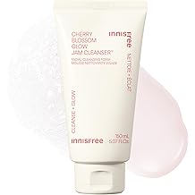 innisfree Cherry Blossom Glow Jam Cleanser, Sulfate Free, Korean Face Wash, Cleansing Foam for Glowing Glass Skin