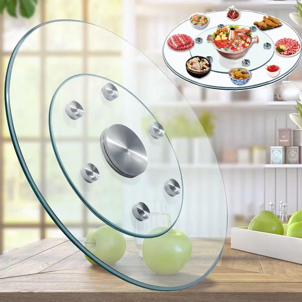 Verre Assiette De Service 60 70 80 90 100cm Rond Plaque Tournante Lazy Susan Plateau Tournant pour Table De Restaurant Hôtel, Pas Facile À Incliner(36 inch(90cm))