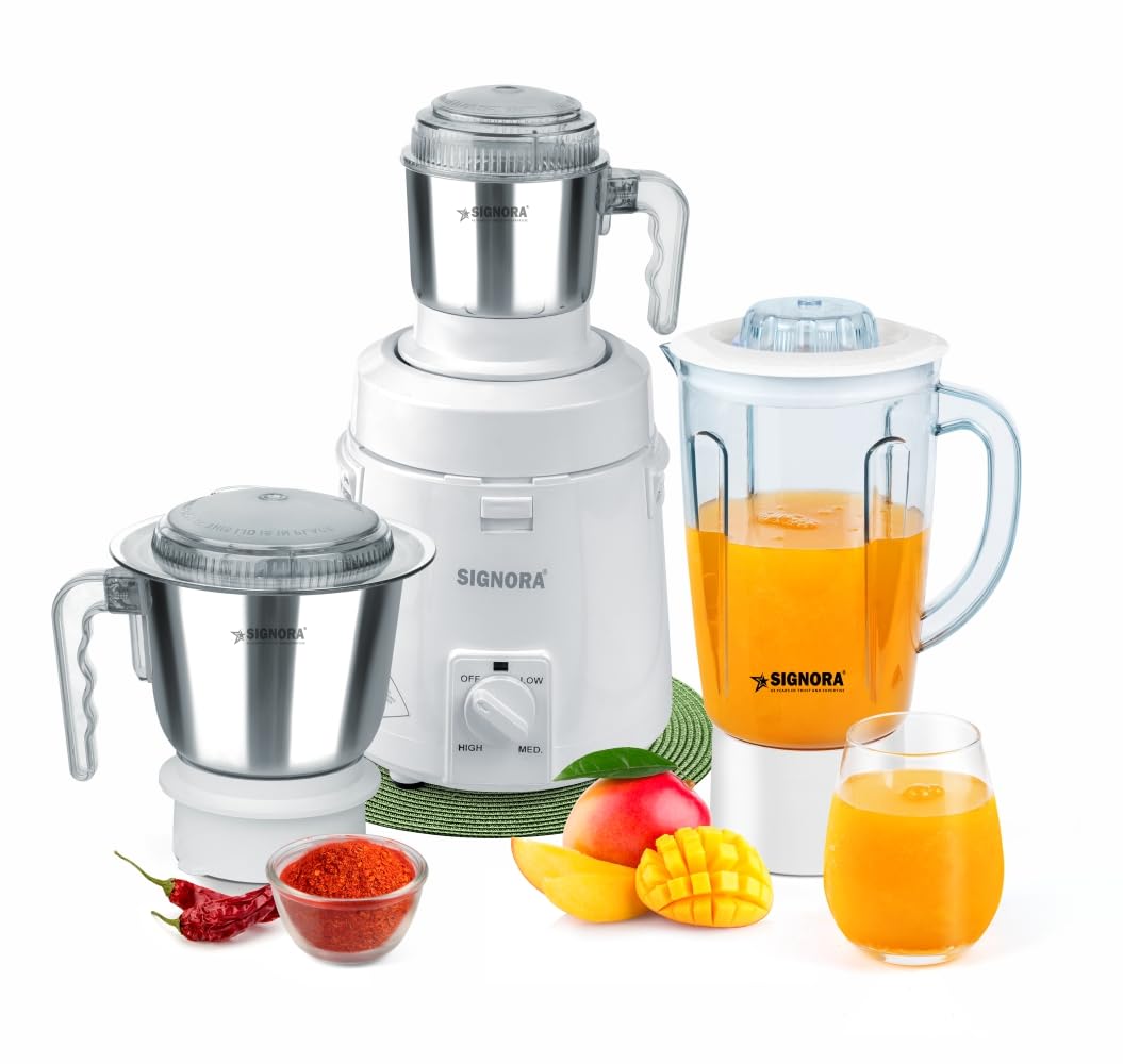Signora Powermatic 945 Watts 3 In 1 Mixer Grinder | German Double Ball Bearing Motor 22000 Rpm for Wet Dry Grinding | 5 Years Motor Warranty | Unbreakable Polycarbonate (3 Jars- 0.5L+1L+1.75L) (B0CPPZWB8Q) Amazon Price History, Amazon Price Tracker