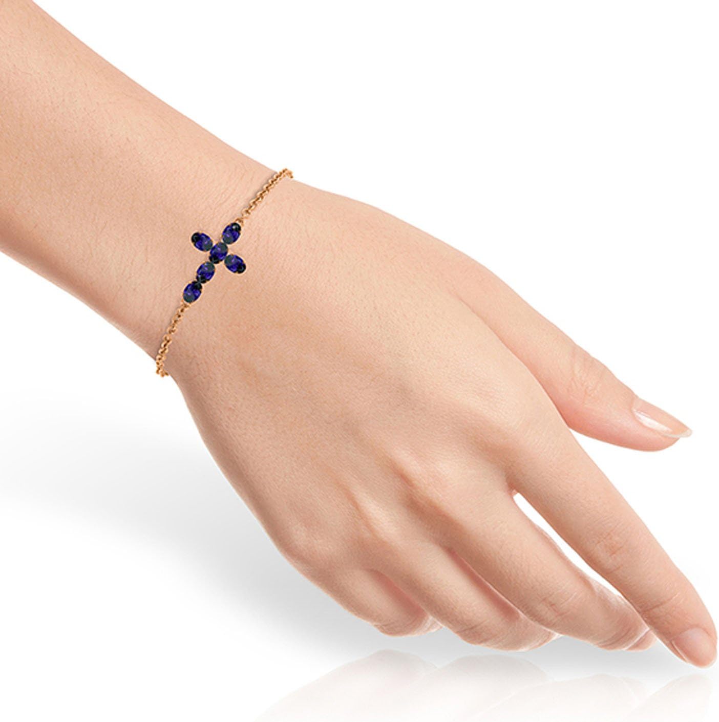 Galaxy Gold GG Sapphire Cross Bracelet in 14k Rose Gold - Image 2