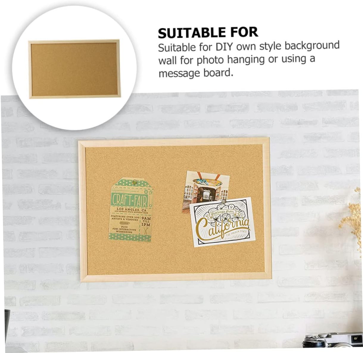 3pcs Cork Bulletin Board Pine Frame Versatile Cork Display Board for Photos Messages and Reminders Wall-Mounted Notice for Home and Classroom Pack