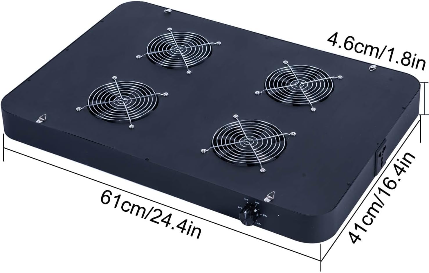 ক্লোজ-আপ view of the FECiDA CR4000's cooling system, highlighting the vents in the LED board and the built-in quiet fan.