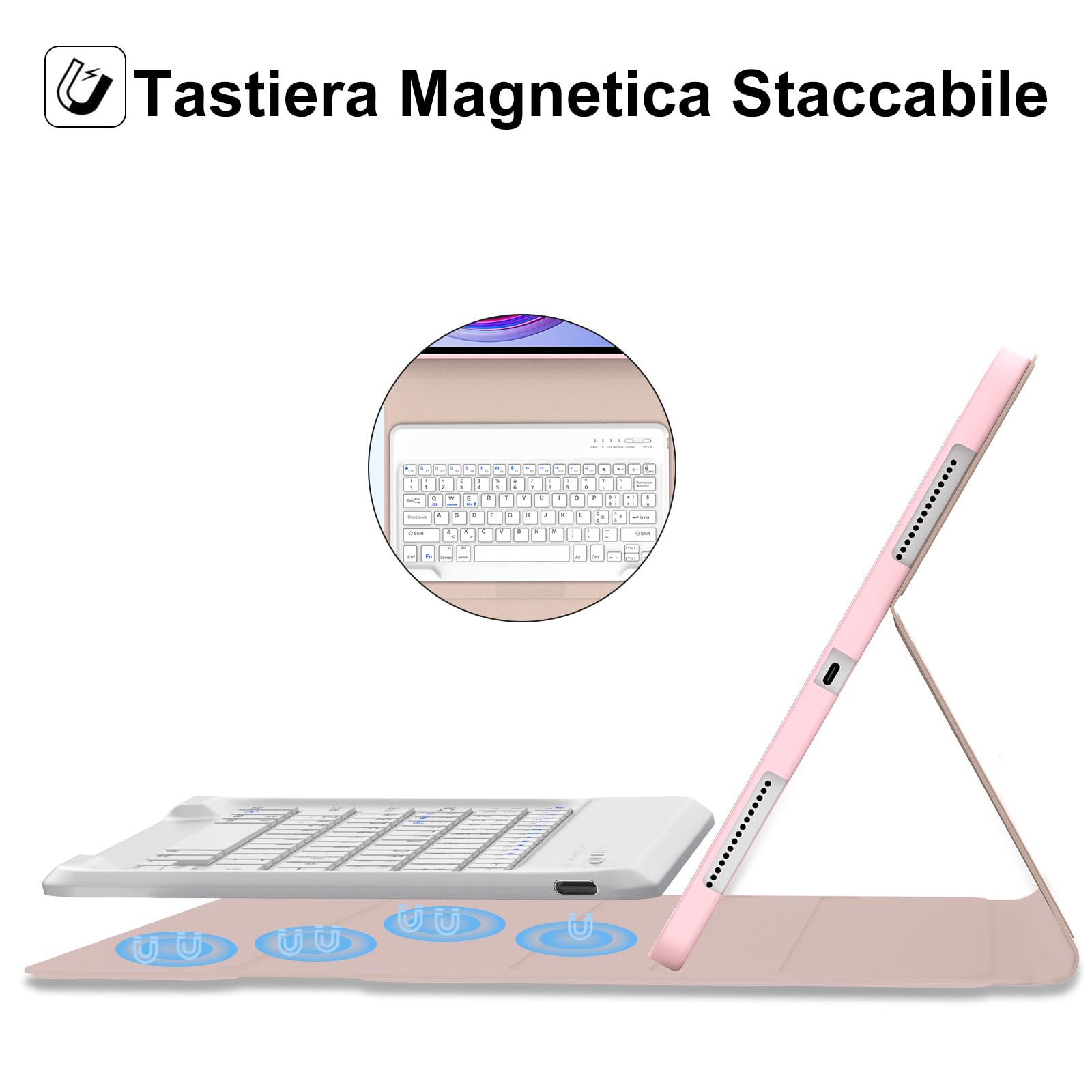Tastiera Bluetooth Per Redmi Pad Pro 12.1 2024 - Cover Con Touchpad Staccabile Italiana (Nero) - Foto 8