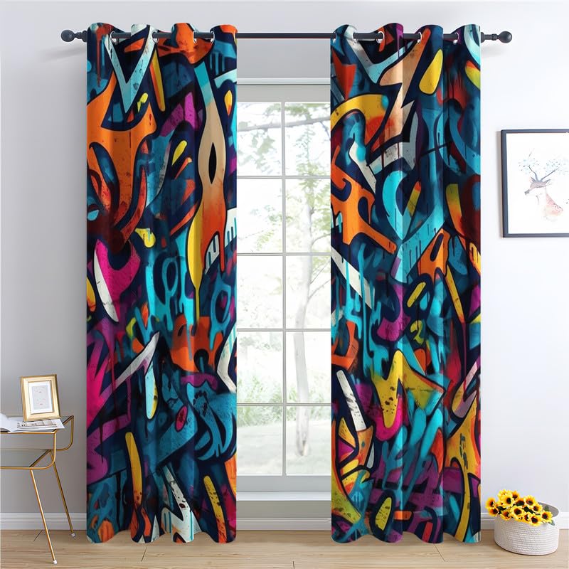 Graffiti Game Controller Vorhänge 183x214cm - Blickdicht Verdunkelungsvorhänge