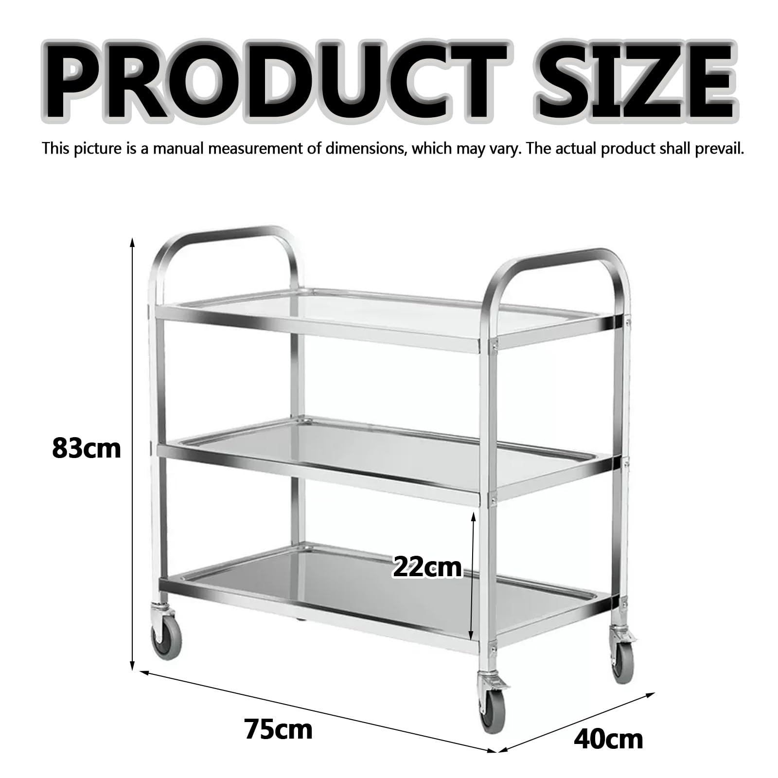 360° Drehung Metall servierwagen Edelstahl, drinnen küchenwagen mit Rollen, Kommerziell barwagen Kitchen Trolley Mit Bremse, rollwagen auf Rollen, Geeignet for Restaurants, Lagerhallen, Hotels. (Colo