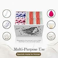 Vista 4 de Discreto soporte para tampones para baño con tapa de bandeja de tocador, organizador de tampones para baño para montaje en pared o encimera