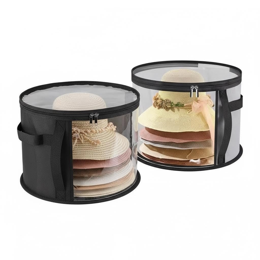 Boîte de rangement chapeaux XL Bekecidi avec fenêtre transparente et poignées