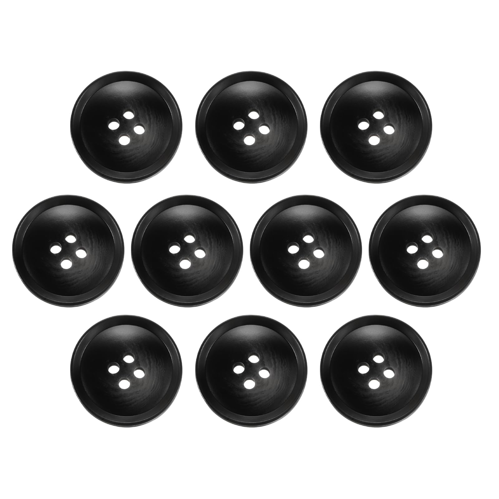 sourcing map 10pcs Resin Sewing Button, 25mm 1-Inch 4 Holes Round Pattern Flatback Buttons for Coat, Suits, Clothes Garment & DIY Crafts, 7#Black