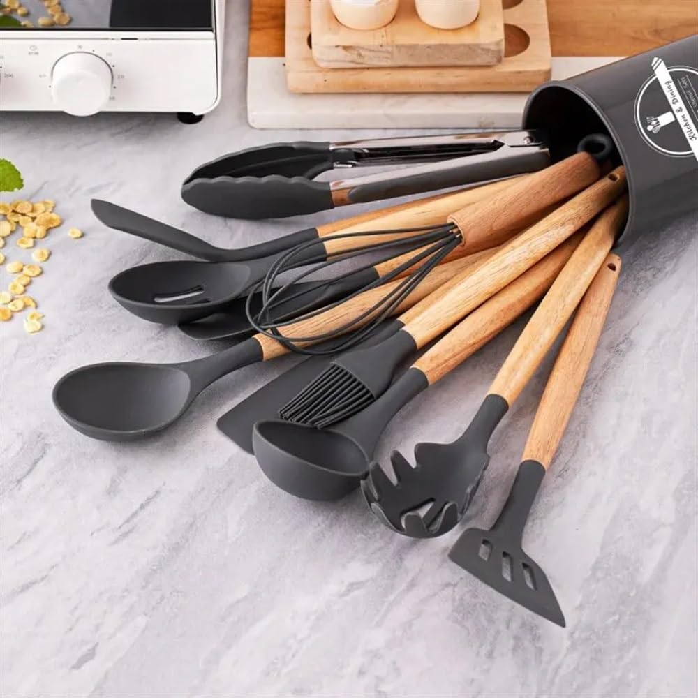 Set di utensili da cucina in silicone, 12 pezzi, antiaderenti, resistenti al calore, utensili da cucina, utensili da cucina