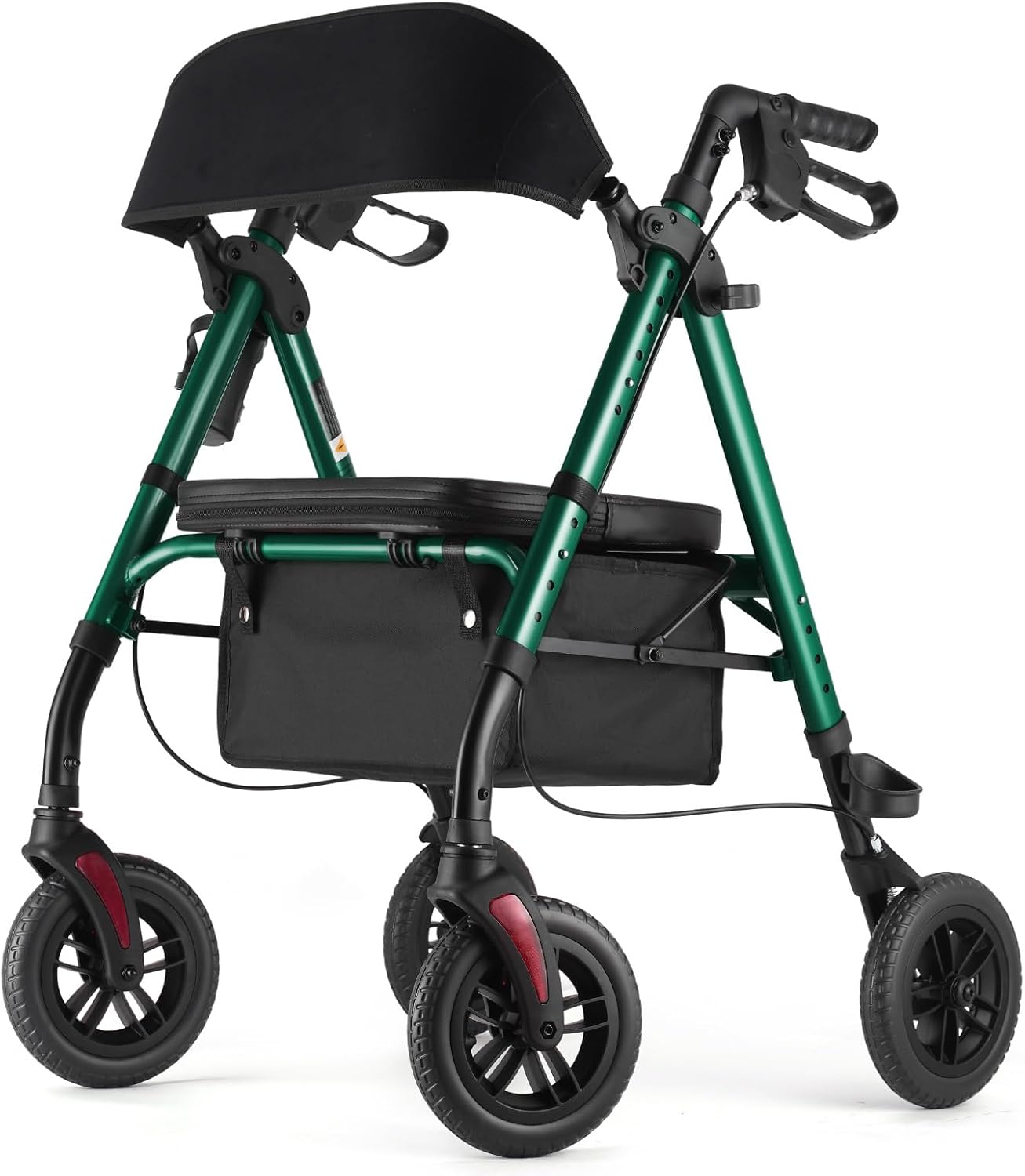 Kiriner Rollator Walkers for Seniors with Seat and 8'' Wheels, Folding Rolling Walker with Storage Bag, Cup&Cane Holder, Lightweight Mobility Aids, Height Adjustable, Supports up to 300 lbs(Green)