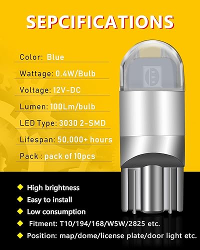 Miniatura 10 de UNXMRFF 194 bombillas LED rosadas, T10 W5W 2825 168 bombillas LED 3030 chips 194 bombillas de repuesto para placa de matrícula de automóvil, luz de