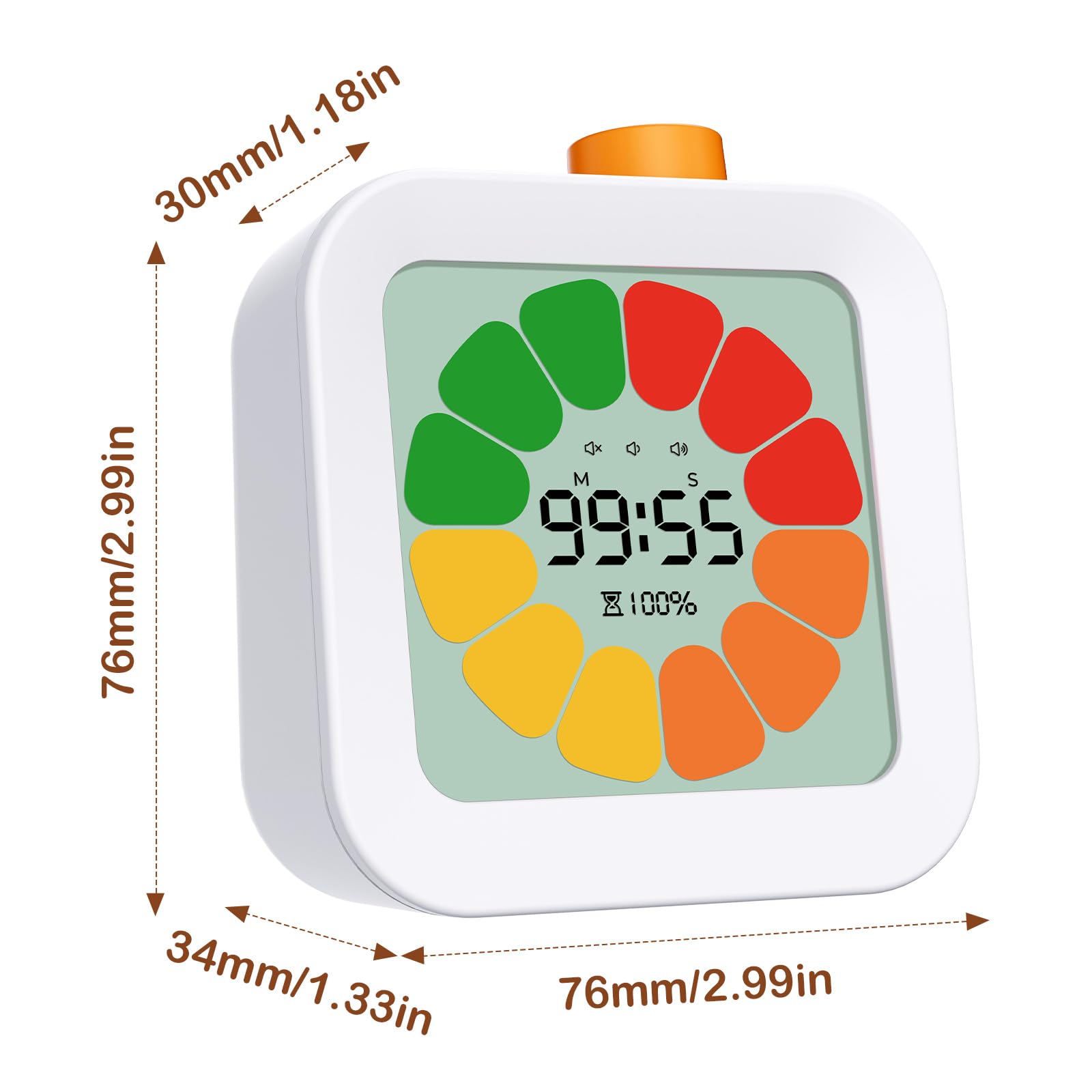 EooCoo Timer Visivo Bambini, Conto alla Rovescia di 99 Minuti, Temporizzatore Digitale con Memoria di Produttività con Allarme Silenzioso, Tasti Min/Sec, Oggetti per la Cucina, Scuola, Ufficio, ADHD