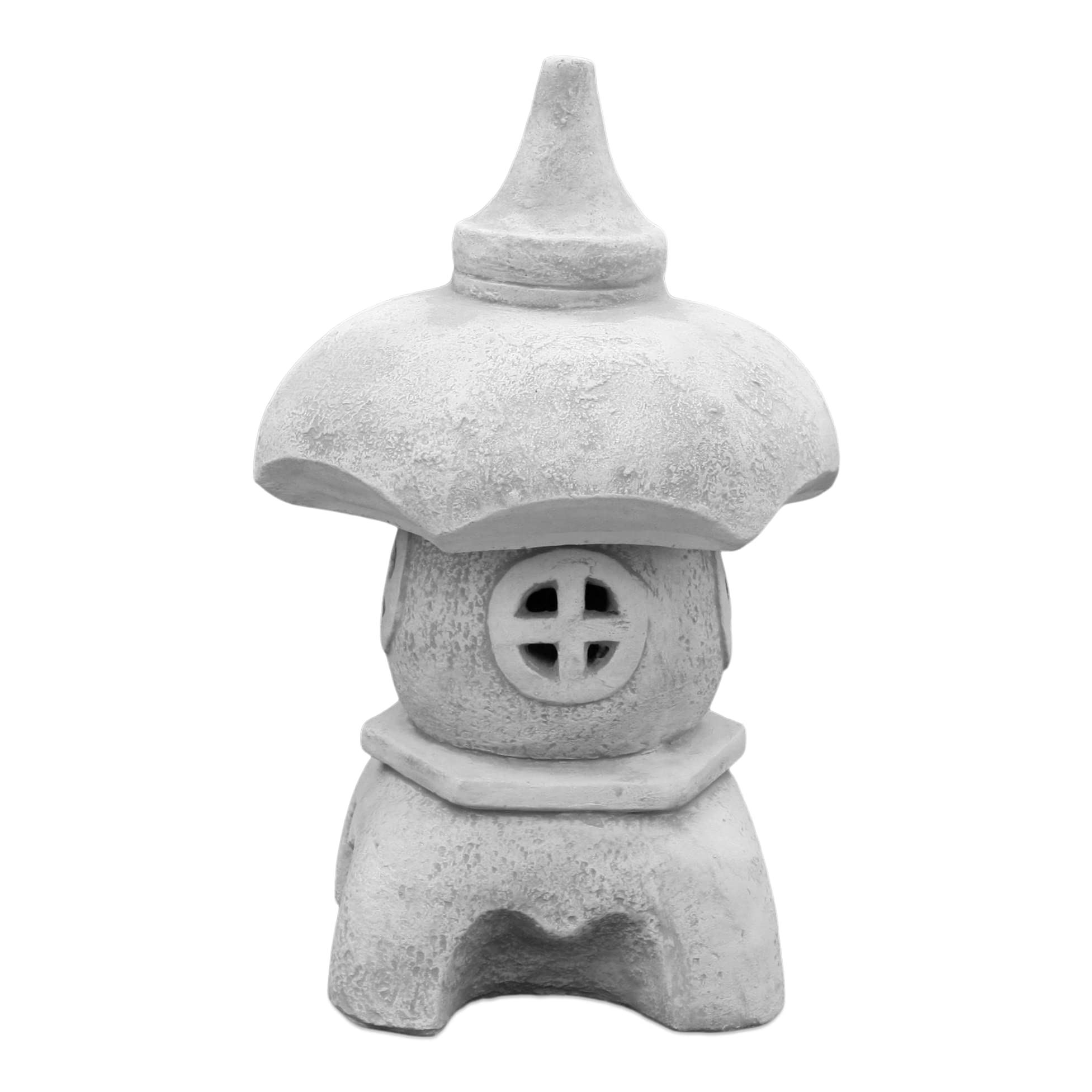 3 Japanische Oki-Gata Steinlaternen – Höhen 45/32/23 Cm, 24 Kg, Frostsicher Aus Steinguss
