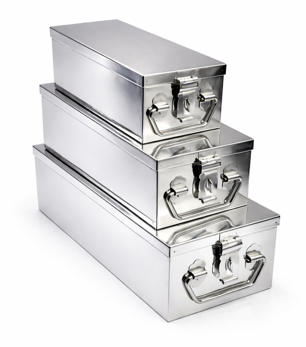 Jayco SS Locker Box/Steel Locker Box Set (8", 10", 12", Silver, Pack of 3)
