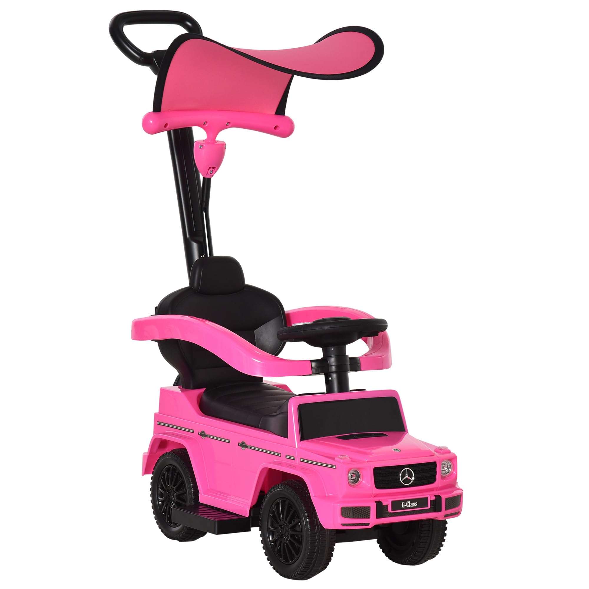 Homcom Unisex Infant Pink Ride-On Push Car 3 In 1 Benz G350 Baby Floor Slider Walker In