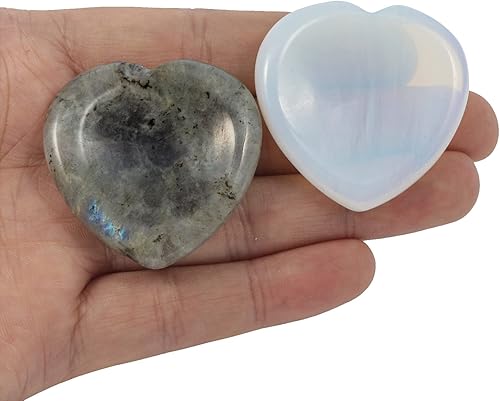 Loveliome 2 piedras de corazón preocupadas por la ansiedad para el pulgar y la palma de bolsillo, cristal curativo de chakras, energía positiva,