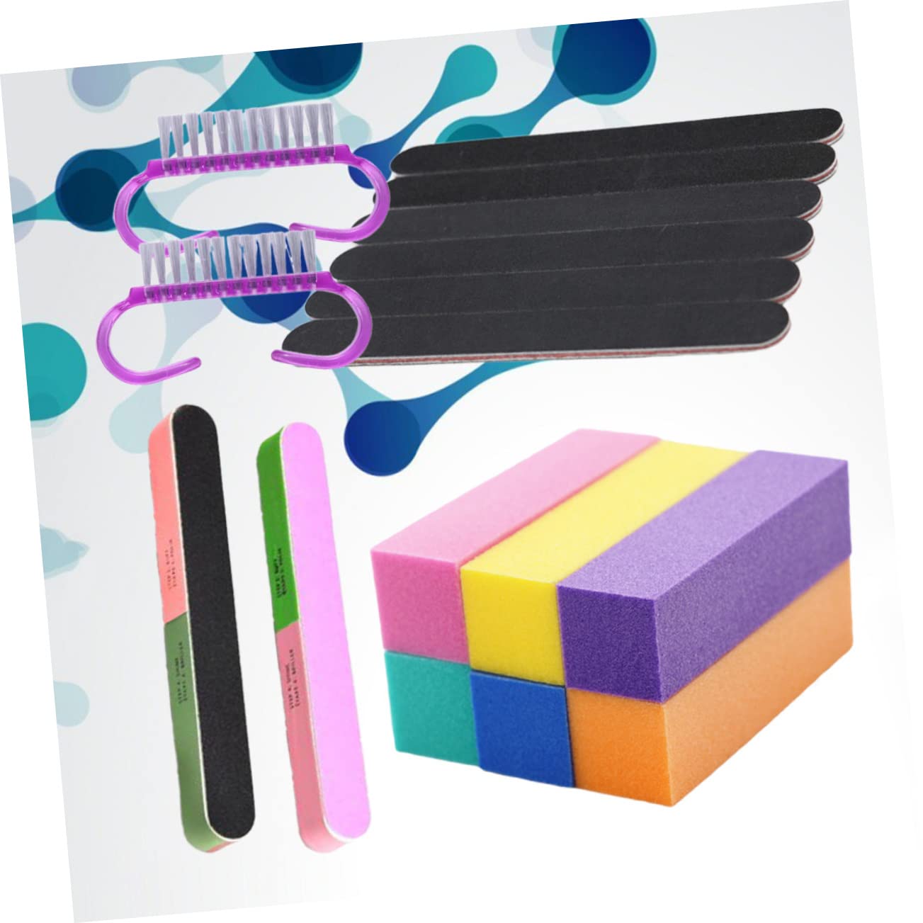 Healeved 3juegos Herramientas De Manicura Limadoras De Uñas Bloques Pulidores y Mini Cepillo Para Acabado y Pulido De Uñas Para Naturales y Acrílicas