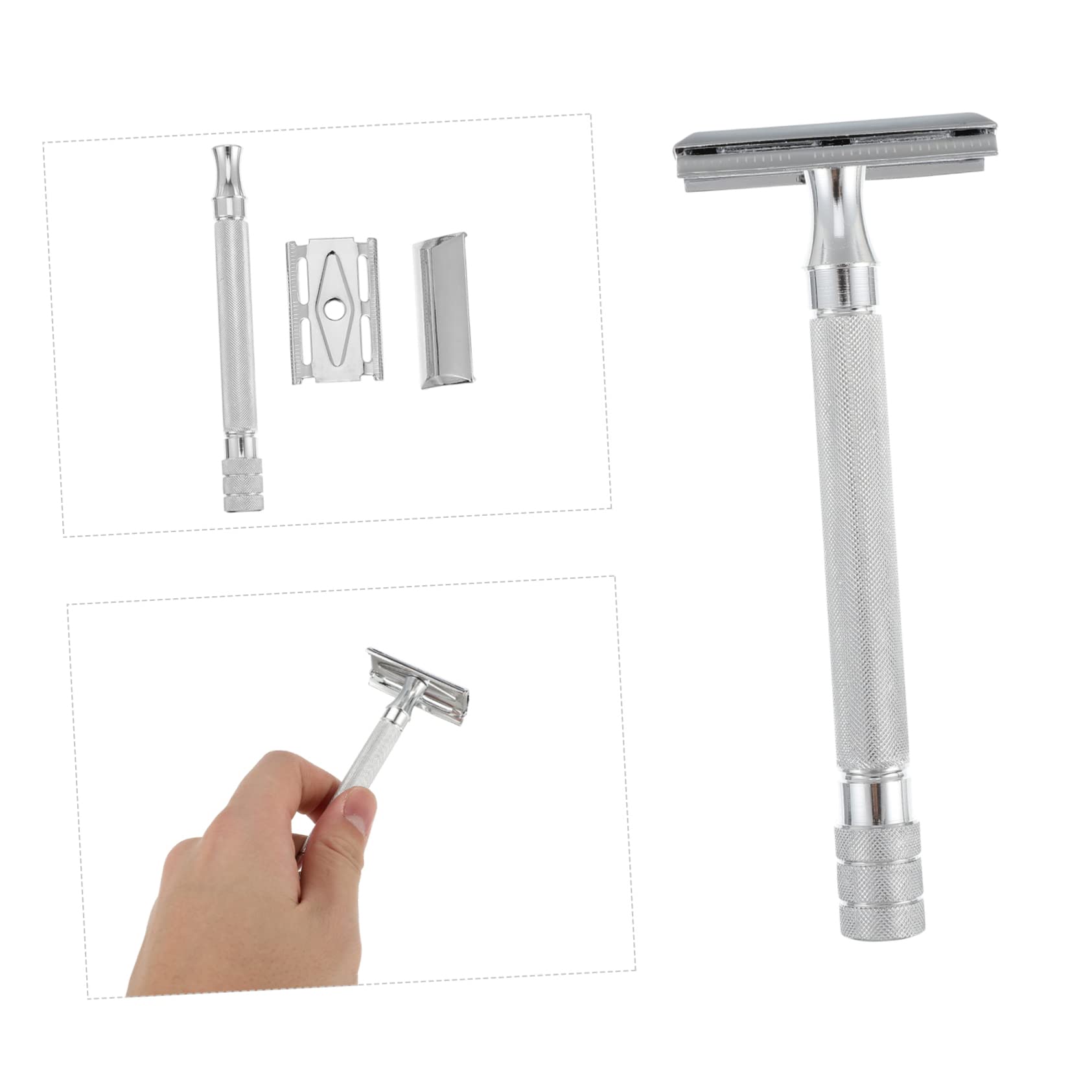FOYTOKI 2pcs Shaving Tools Men Double Edge Razor Safety Razor Smooth Shave Manual Beard Shaver