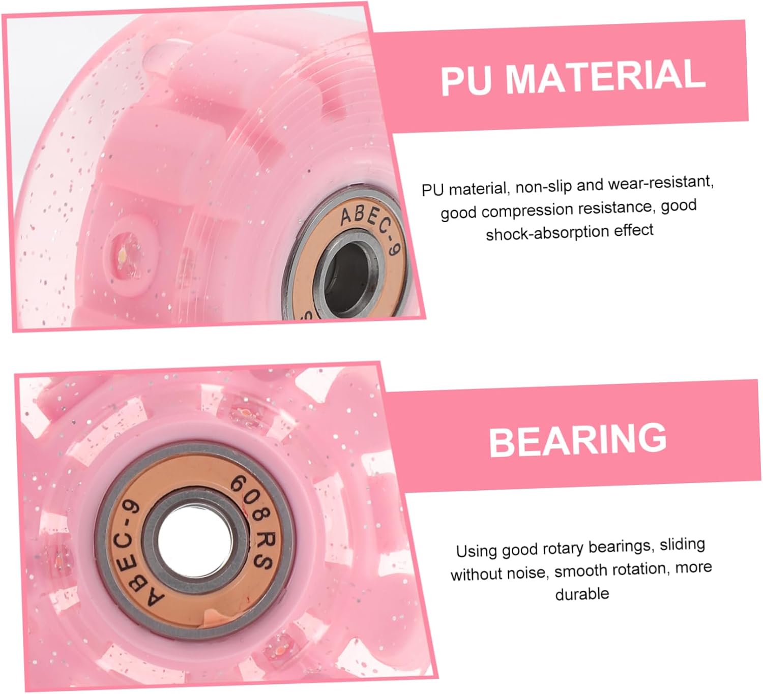 GANAZONO 8pcs Roller Skate Wheels Replacement Pu Material Smooth Stable Performance for Skating Eye-catching Design for Boys and Girls and Adults