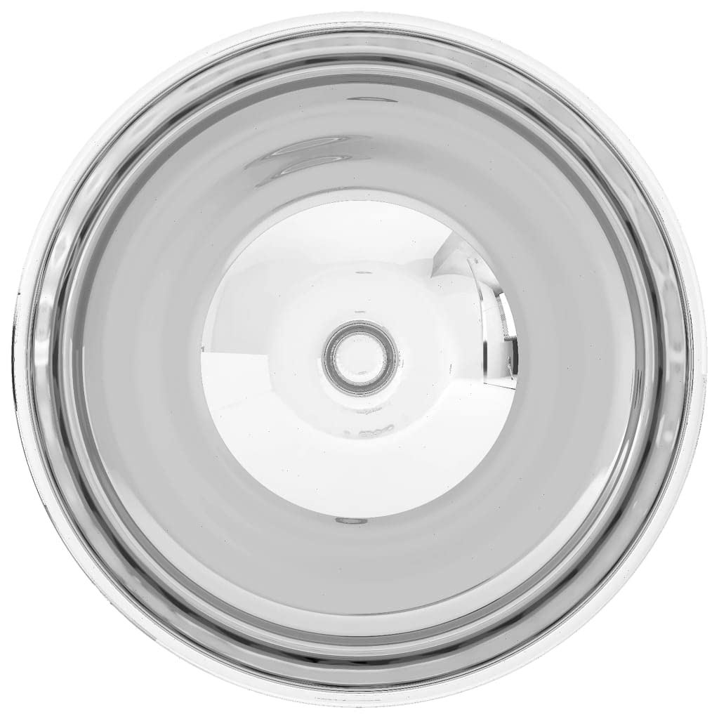 Lavabo 32,5 x 14 cm Cerámica Plata | Diseño redondo contemporáneo, acabado brillante, fácil de limpiar, para baño o vestidor