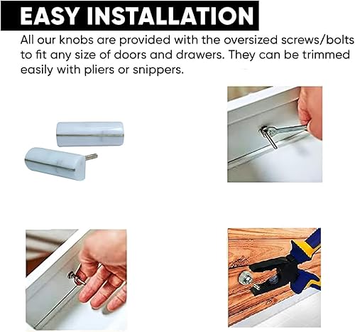 Miniatura 6 de Perilla Home Juego de 6 pomos decorativos de mármol, pomos Elipse para el hogar, cocina, gabinete, armario, puerta de cristal, aparador, armario y