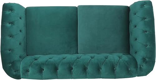 Miniatura 50 de Sofá Chesterfield de terciopelo, sofá tapizado clásico capitoné, moderno de 3 plazas, muebles largos con respaldo copetudo para sala de estar y