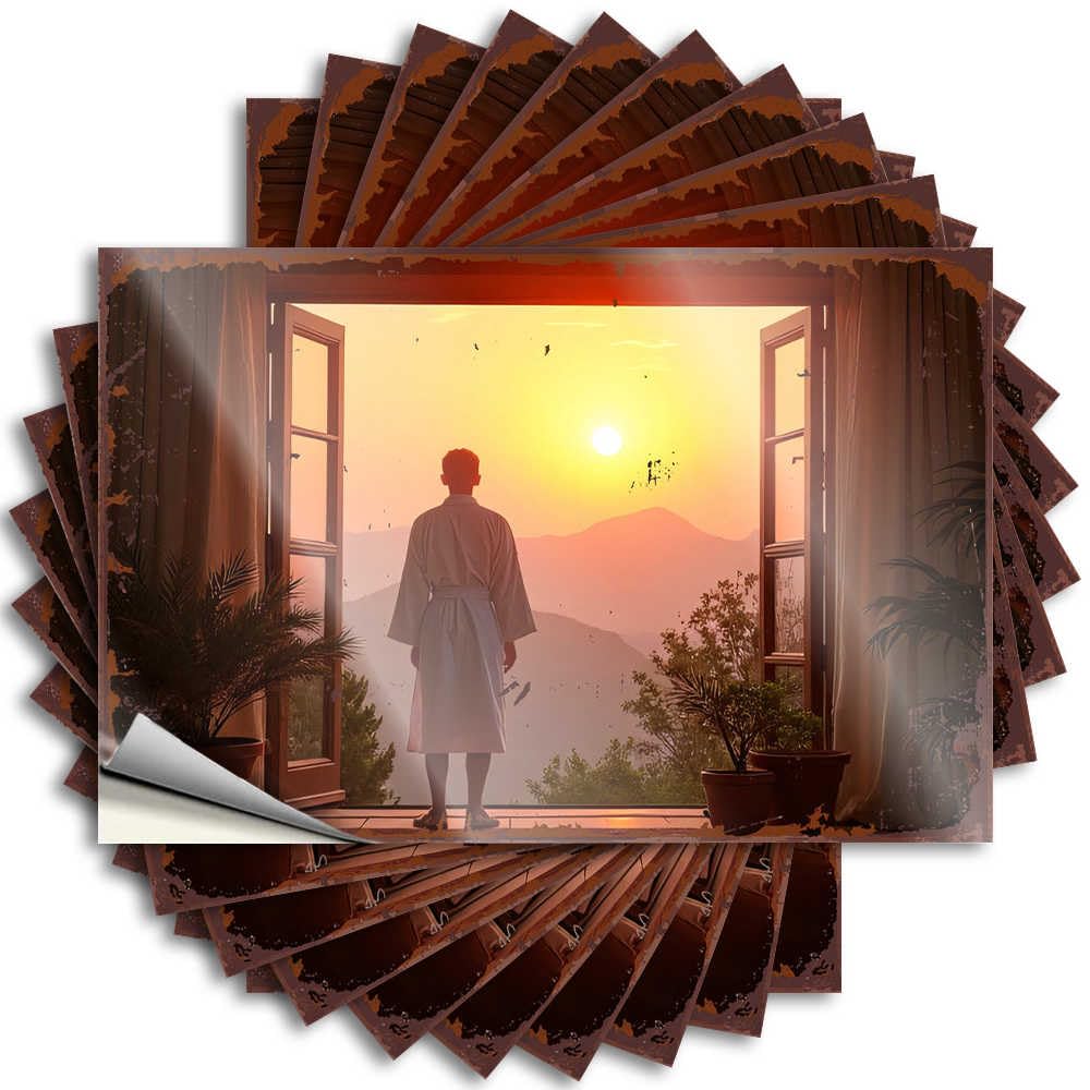 Bedroom Stuff Decal - Reading Military Hard Sunset Reflections: A Serene Moment in Nature(6X9CM)
